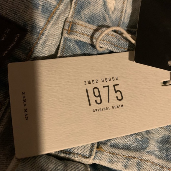 Zara Men 32 slim distressed light Blue Relaxed Fit Vintage Denim Jeans - Picture 5 of 12